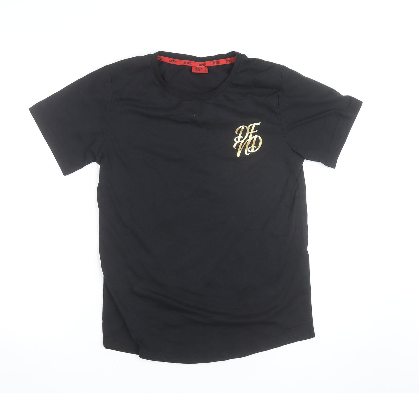 DFND Boys Black Logo Cotton T-Shirt 15-16 Years Short Sleeve Crew Neck