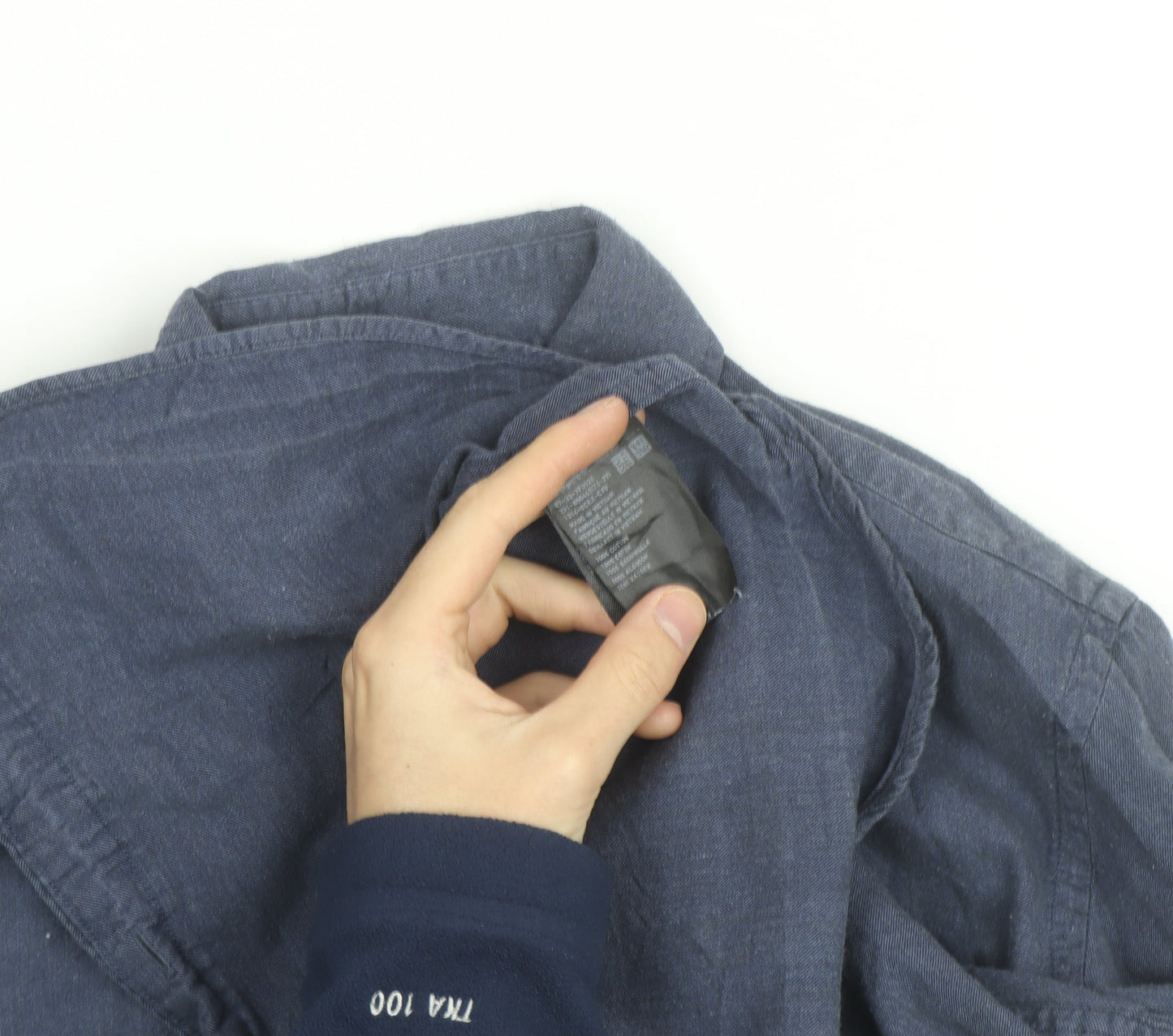 Uniqlo Men's Blue Linen Cotton Long Sleeve Button-Up Shirt S