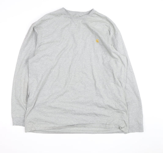 Carhartt Men’s Grey Long Sleeve Cotton Crew Neck Top 2XL