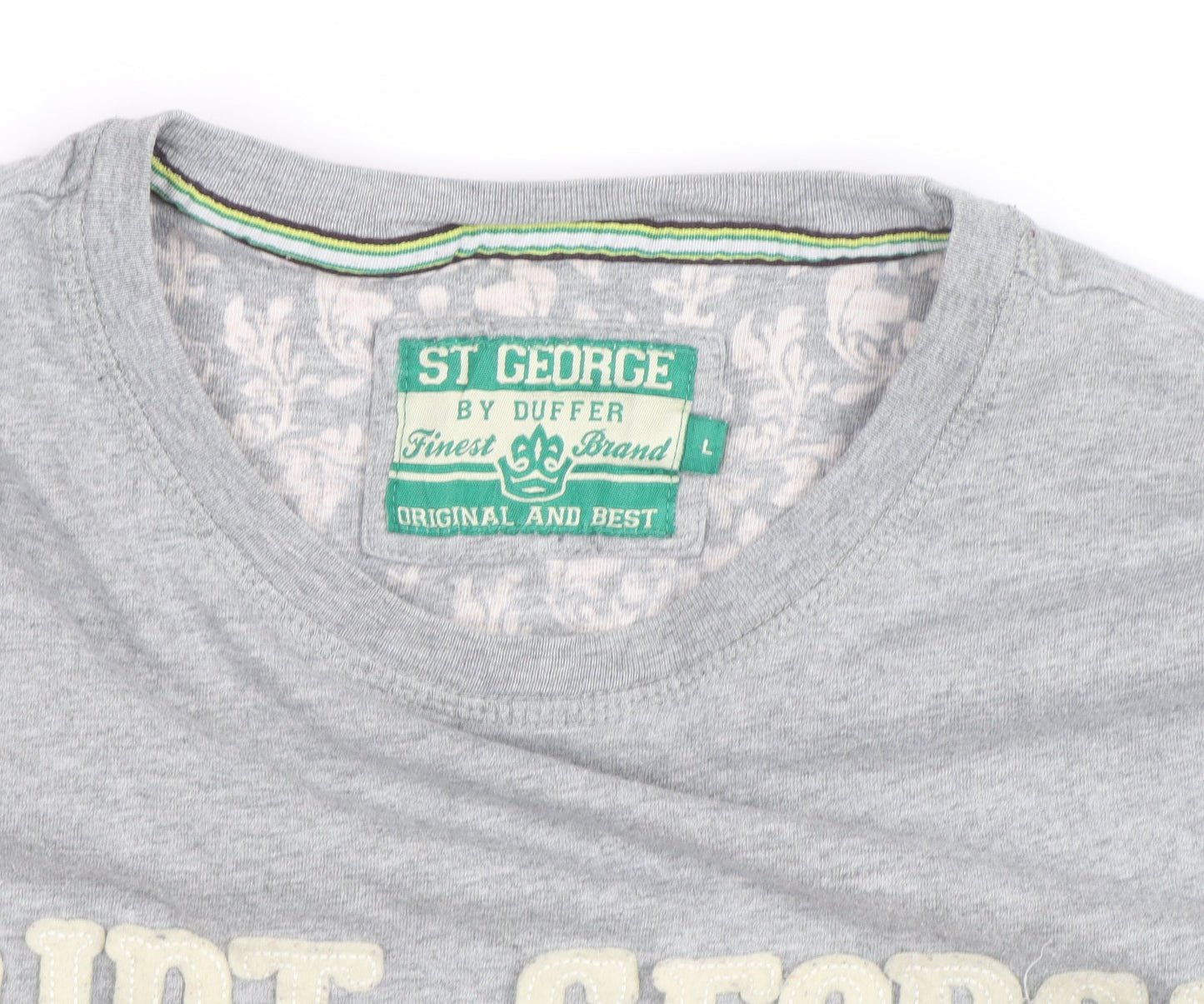 St George By Duffer Men's Grey Graphic T-Shirt Size L