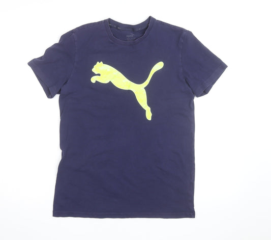 Puma Boys Blue Graphic Logo Sports T-Shirt 15-16 Years Regular Fit