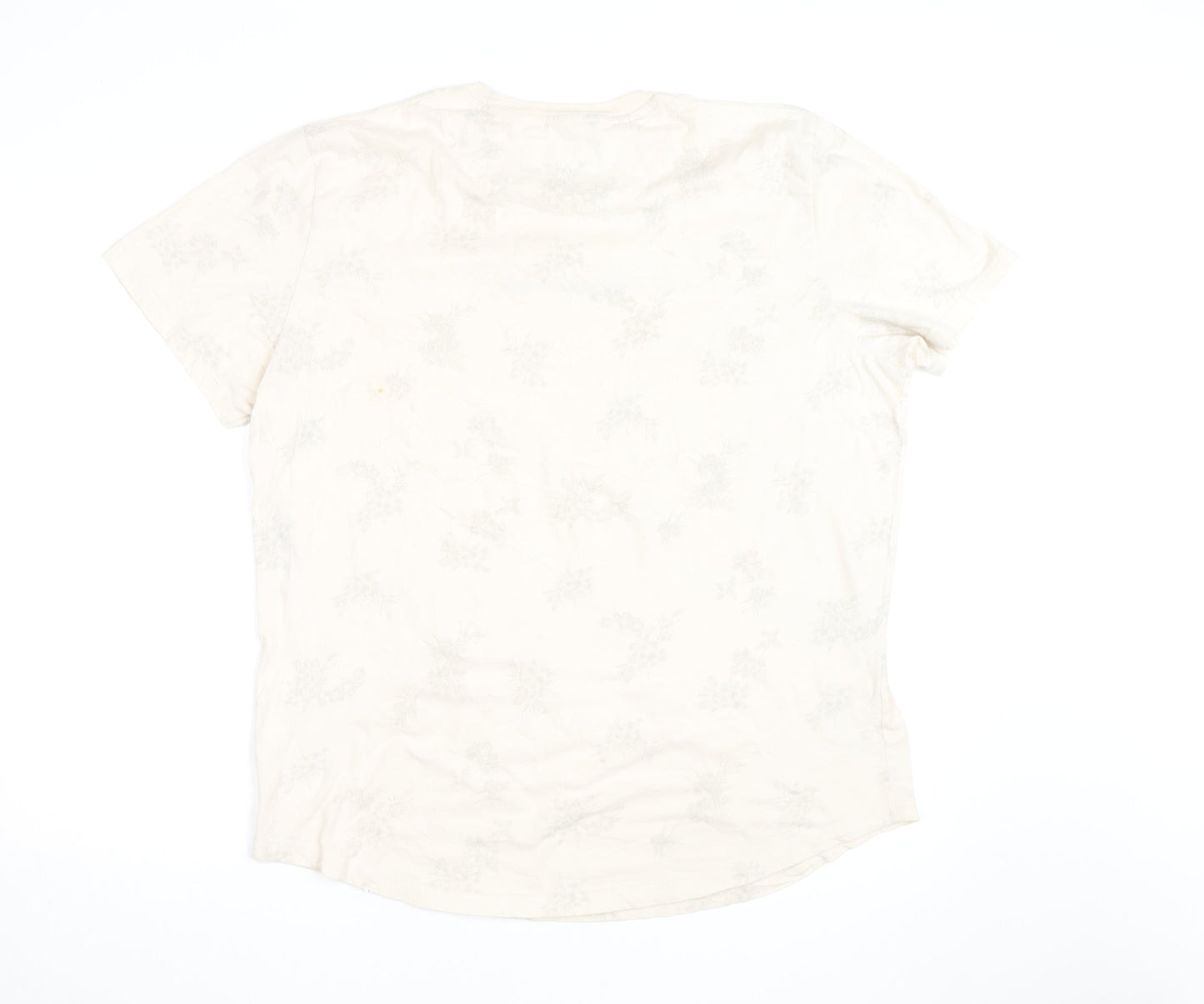 Abercrombie & Fitch Men's Beige Floral Soft AF Crew Neck T-Shirt XXL