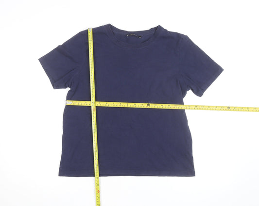 Karen Millen Women's Blue Crew Neck Short Sleeve Cotton T-Shirt M