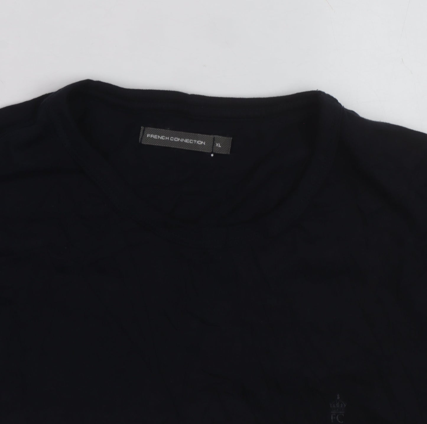 French Connection Men's Black & White XL Colourblock Crew Neck T-Shirt