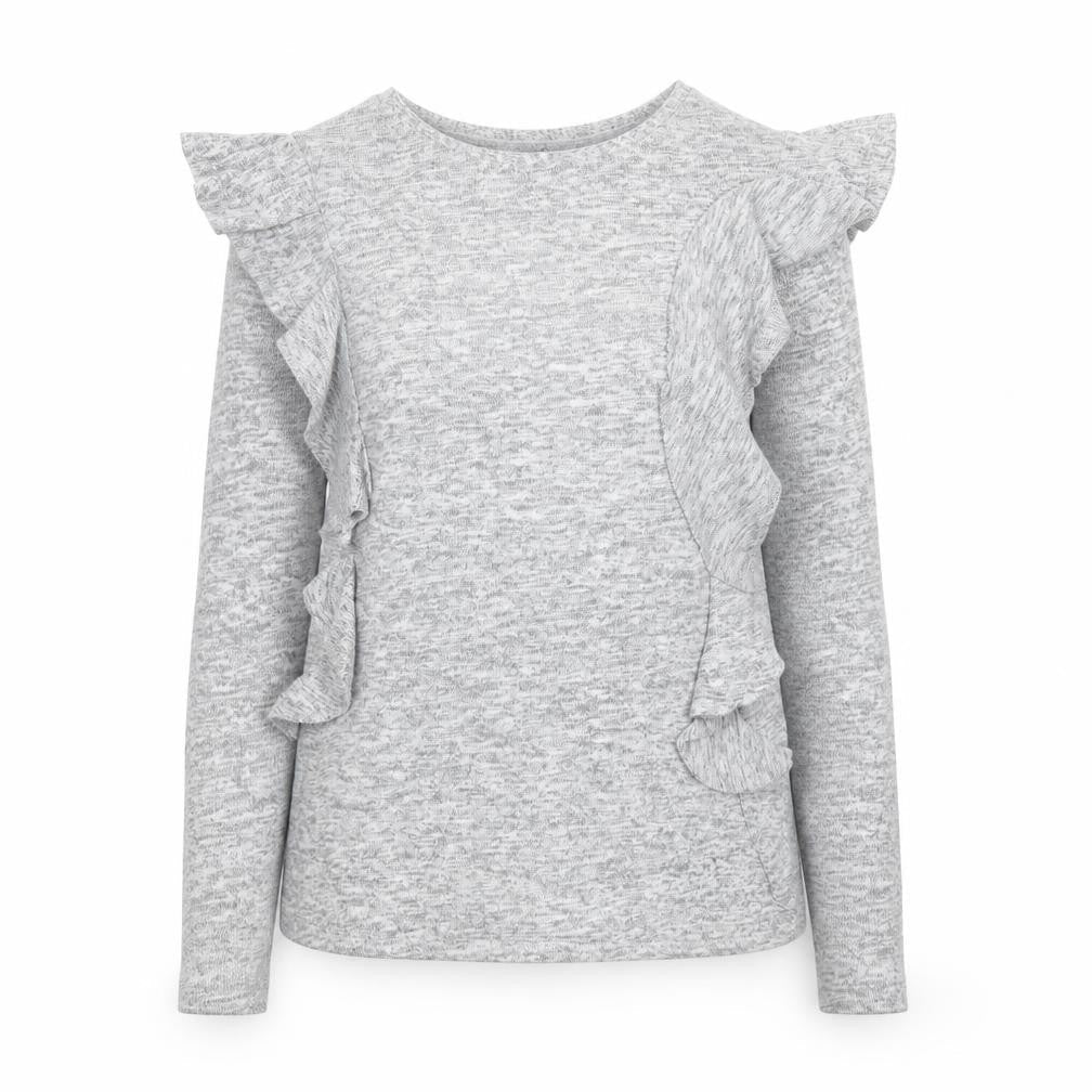 Next Women Grey Ruffle Long Sleeve Knit Jumper Size 8