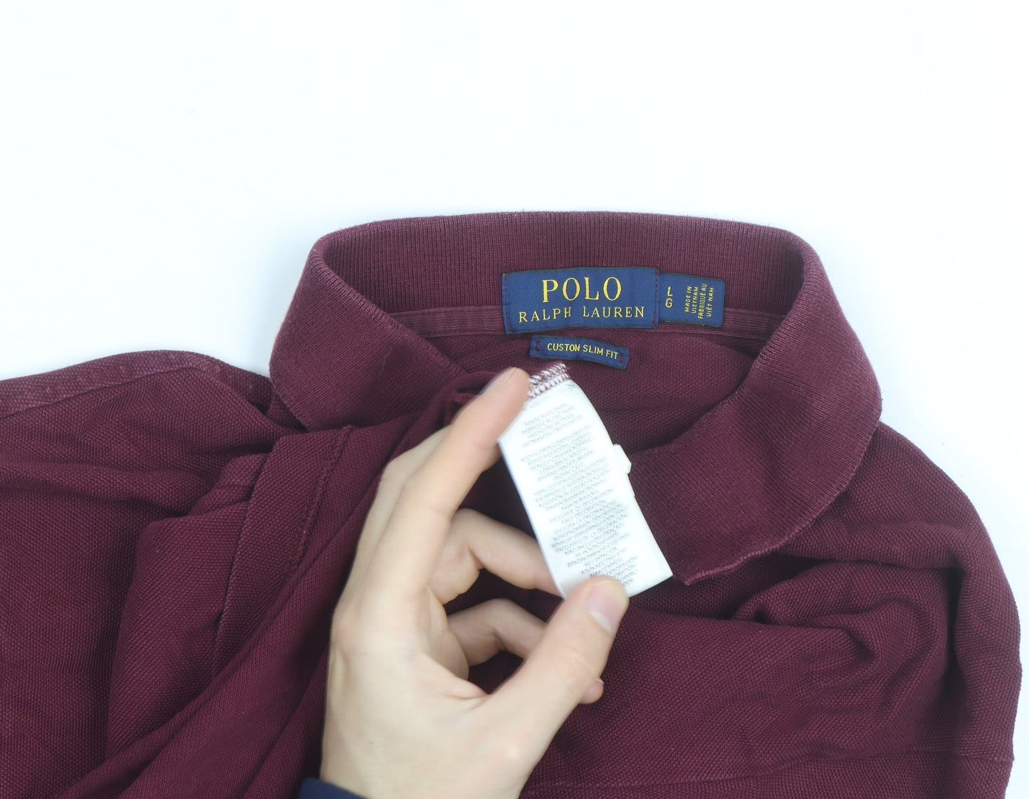 Polo Ralph Lauren Men's Burgundy Cotton Slim Fit Polo Shirt Size L