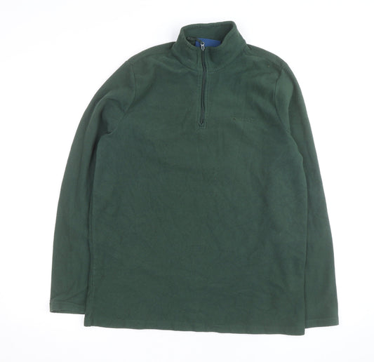 Mountain Warehouse Men's Green Fleece 1/4 Zip Pullover Sweatshirt Size L