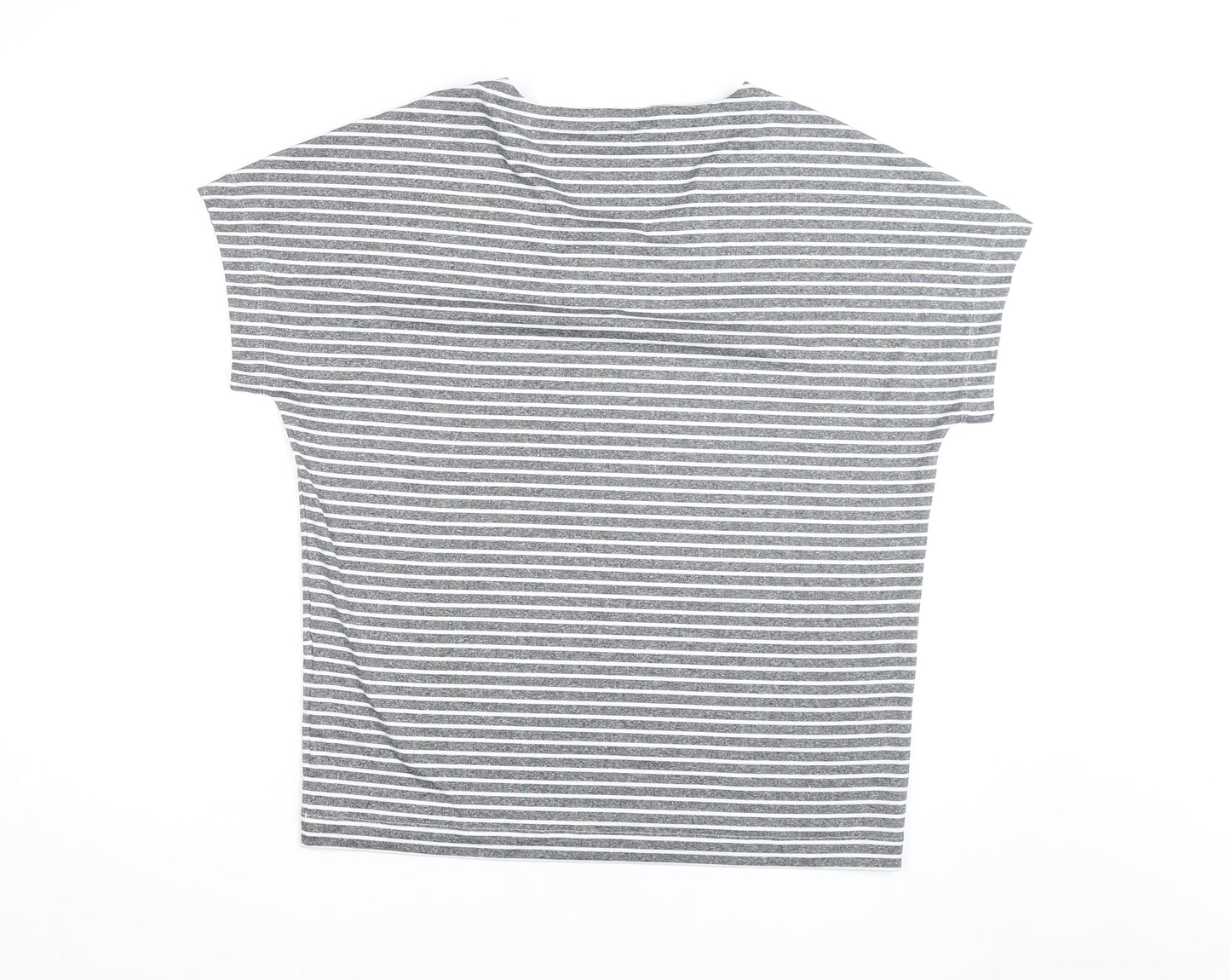 Rohan Women Grey Striped V-Neck Short Sleeve T-Shirt Size 14