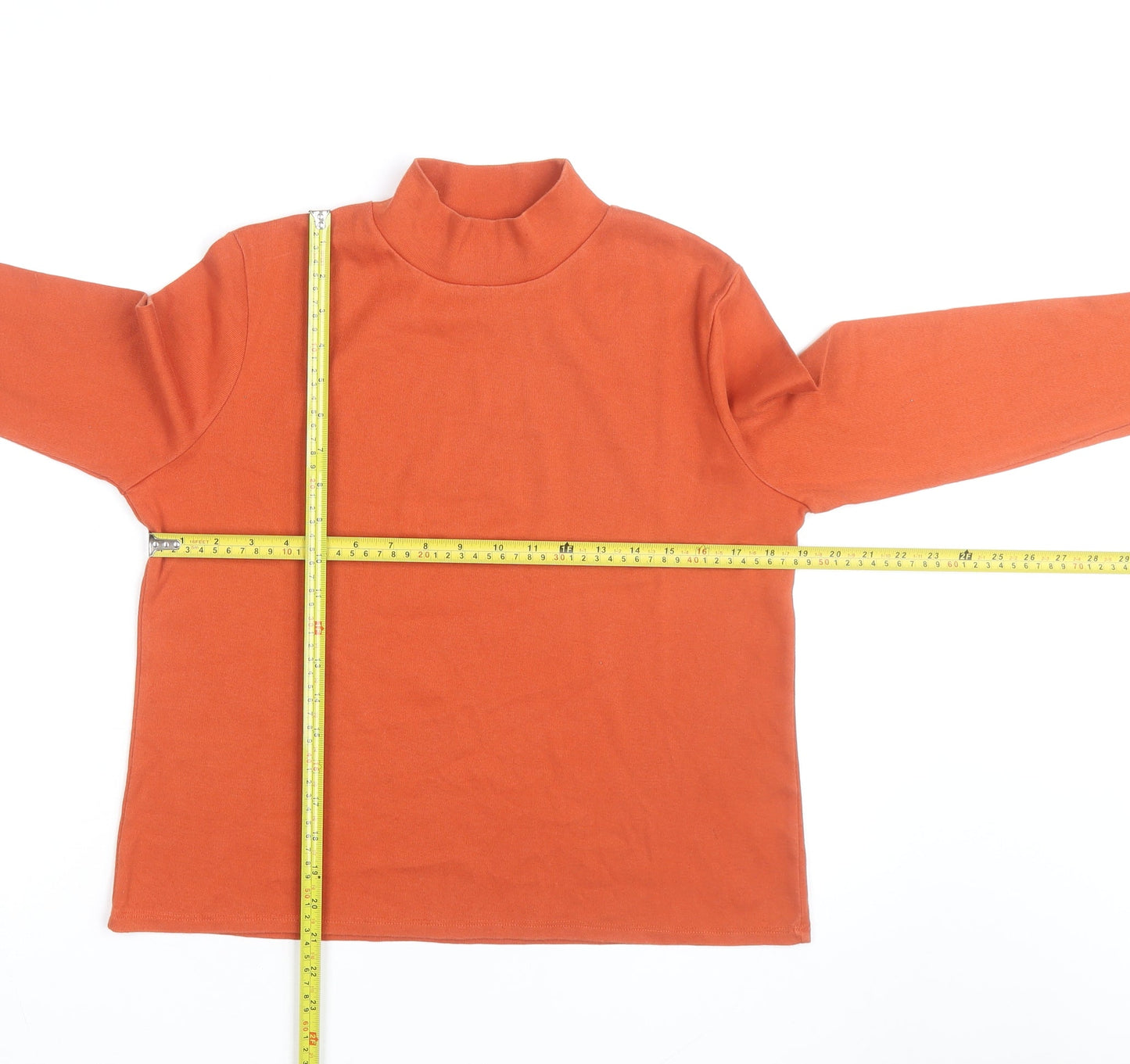 TIGI Women Orange Roll Neck Long Sleeve Cotton Jersey Top Size 14