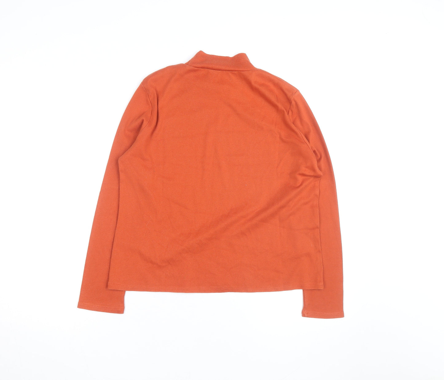 TIGI Women Orange Roll Neck Long Sleeve Cotton Jersey Top Size 14