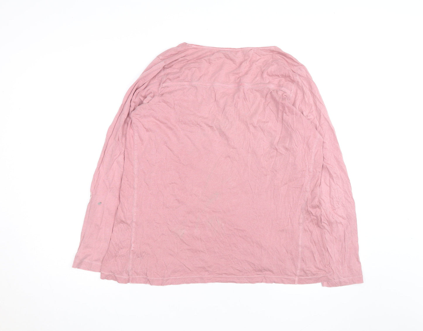 FatFace Women's Pink Long Sleeve Henley T-Shirt Size 12