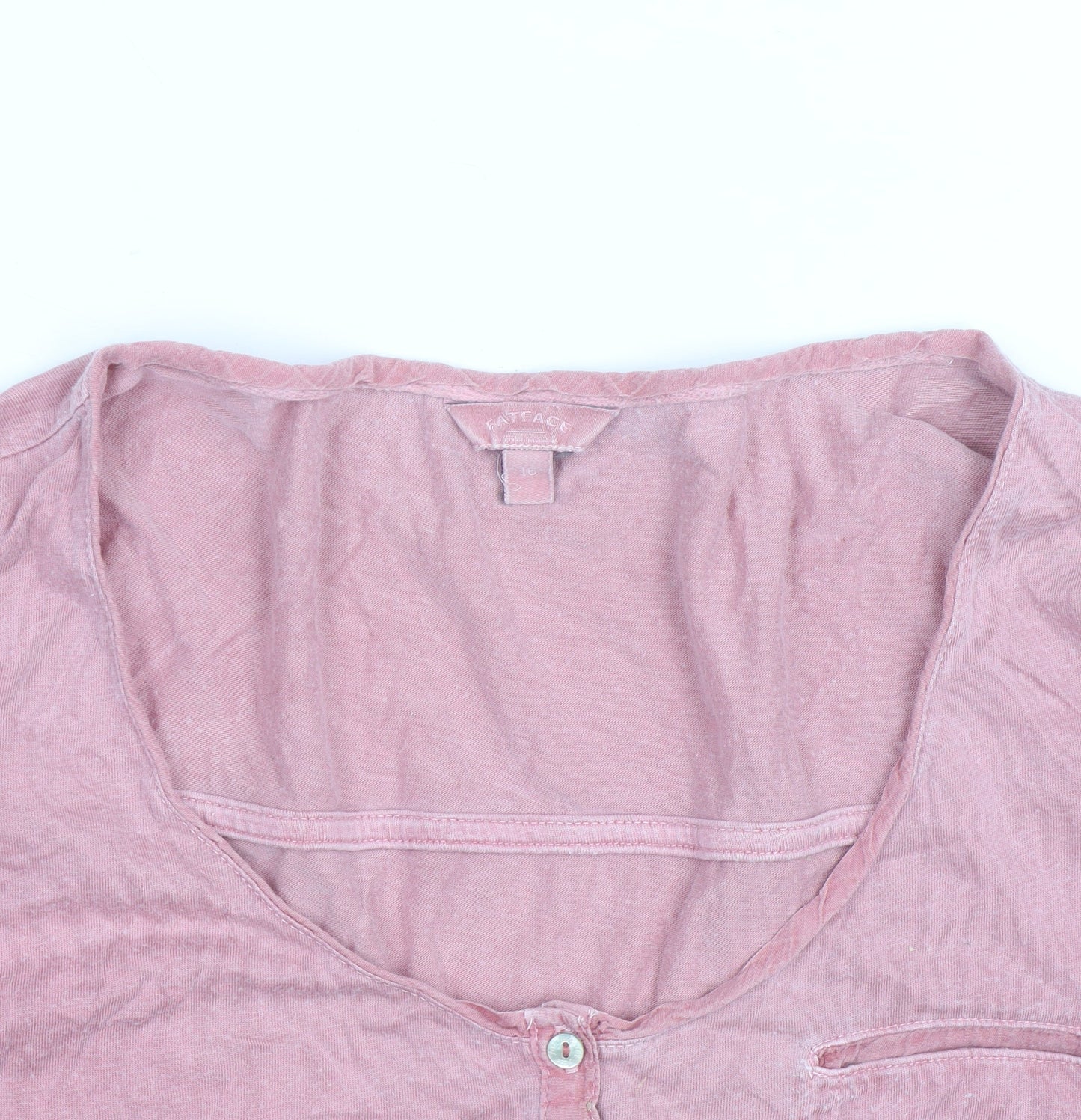 FatFace Women's Pink Long Sleeve Henley T-Shirt Size 12