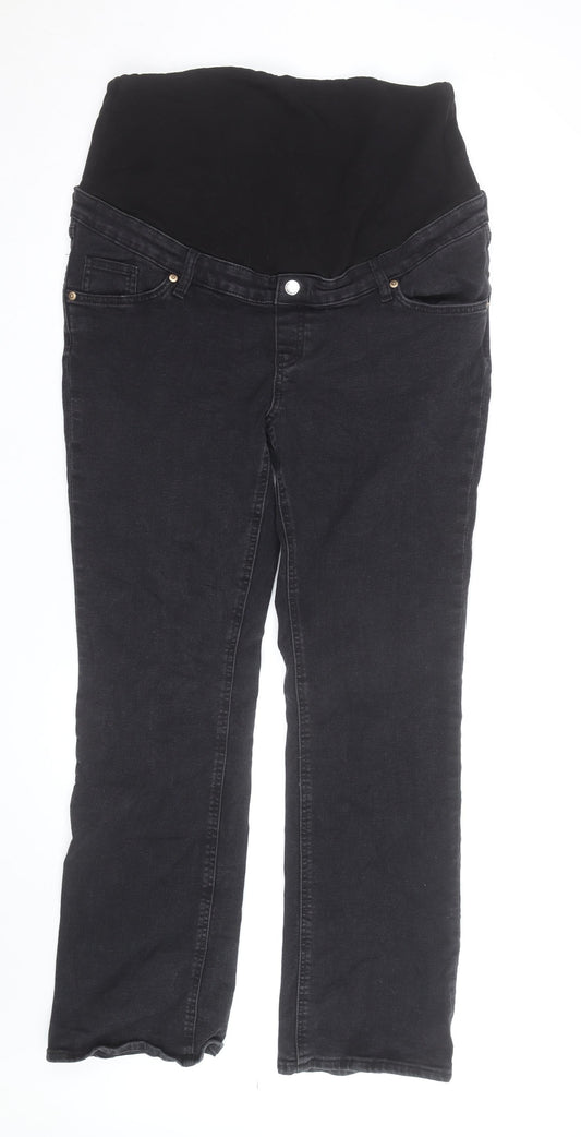 H&M Women’s Black Maternity Straight Jeans Size 14 Stretch Denim