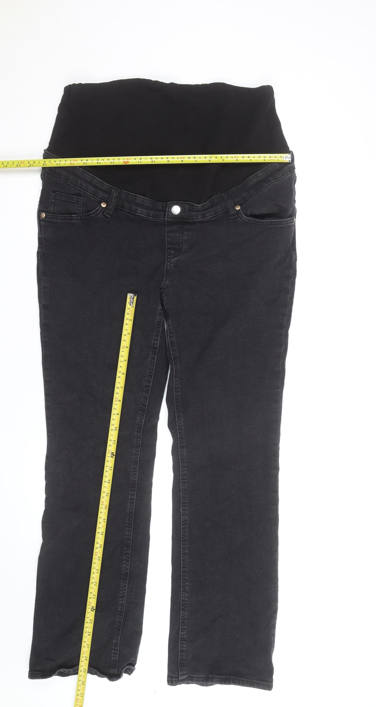 H&M Women’s Black Maternity Straight Jeans Size 14 Stretch Denim