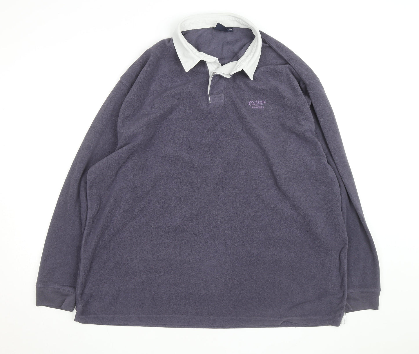 Cotton Traders Men’s Grey Collared Fleece Rugby Jumper 2XL