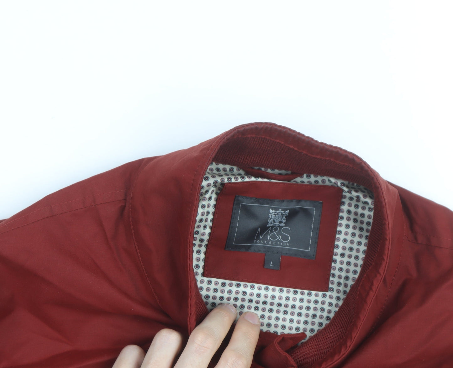 Marks and Spencer Men's Red Bomber Jacket Size L Polyester Casual
