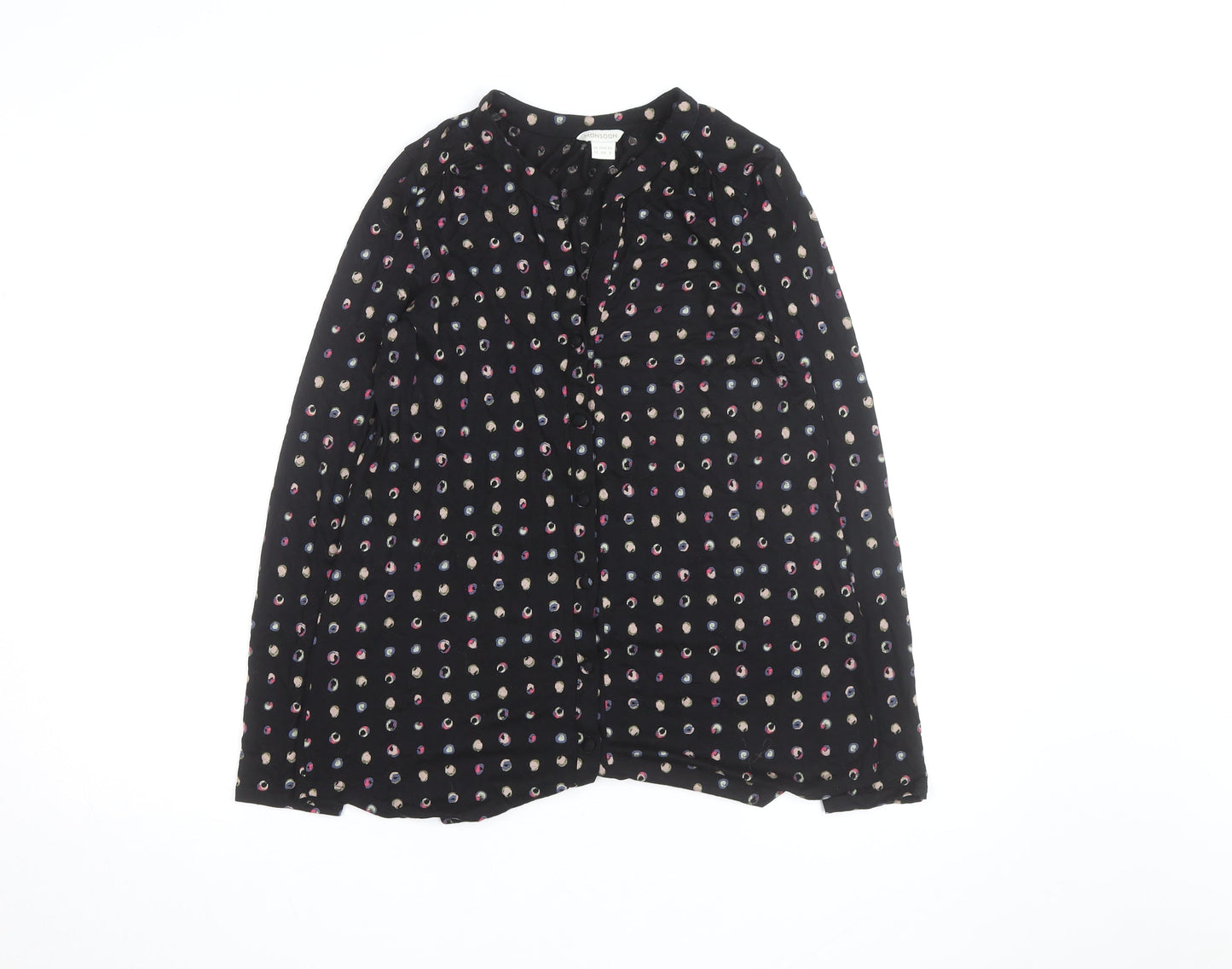 Monsoon Women’s Black Polka Dot Long Sleeve Tunic Blouse Size 12