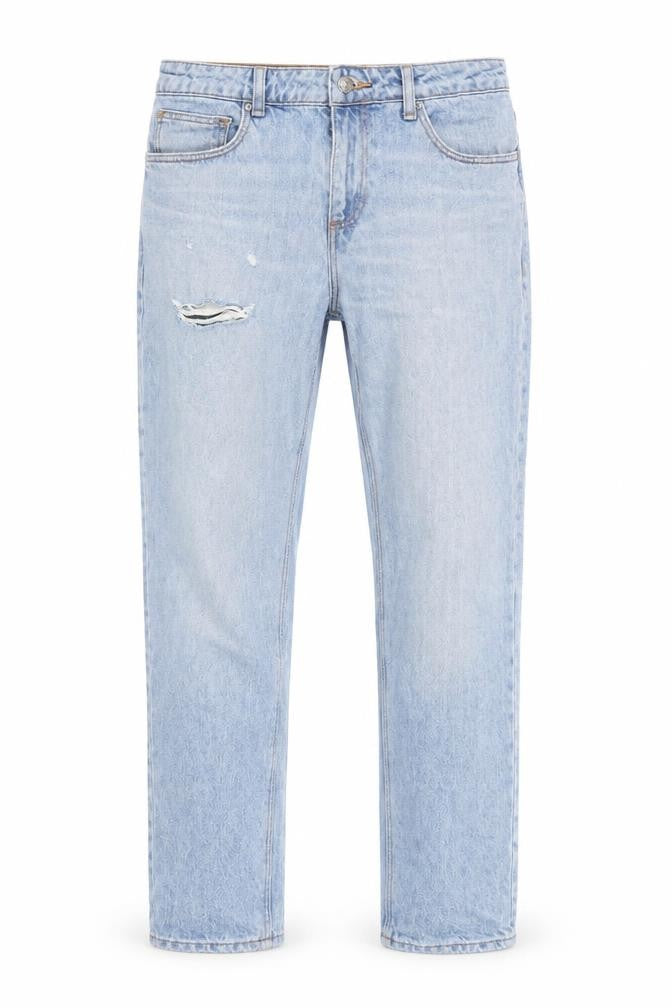 Front view of ASOS Design Men's Light Blue Distressed Slim Jeans W38 L31