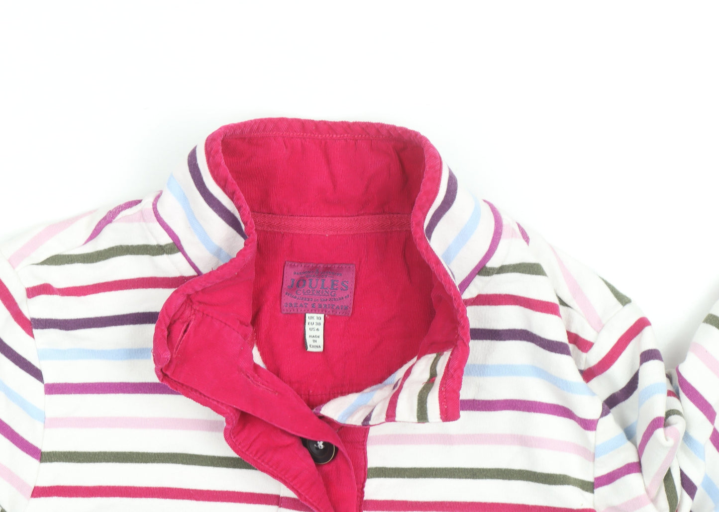 Joules Womens Multicoloured Striped 1/4 Zip Cotton Jumper Size 10