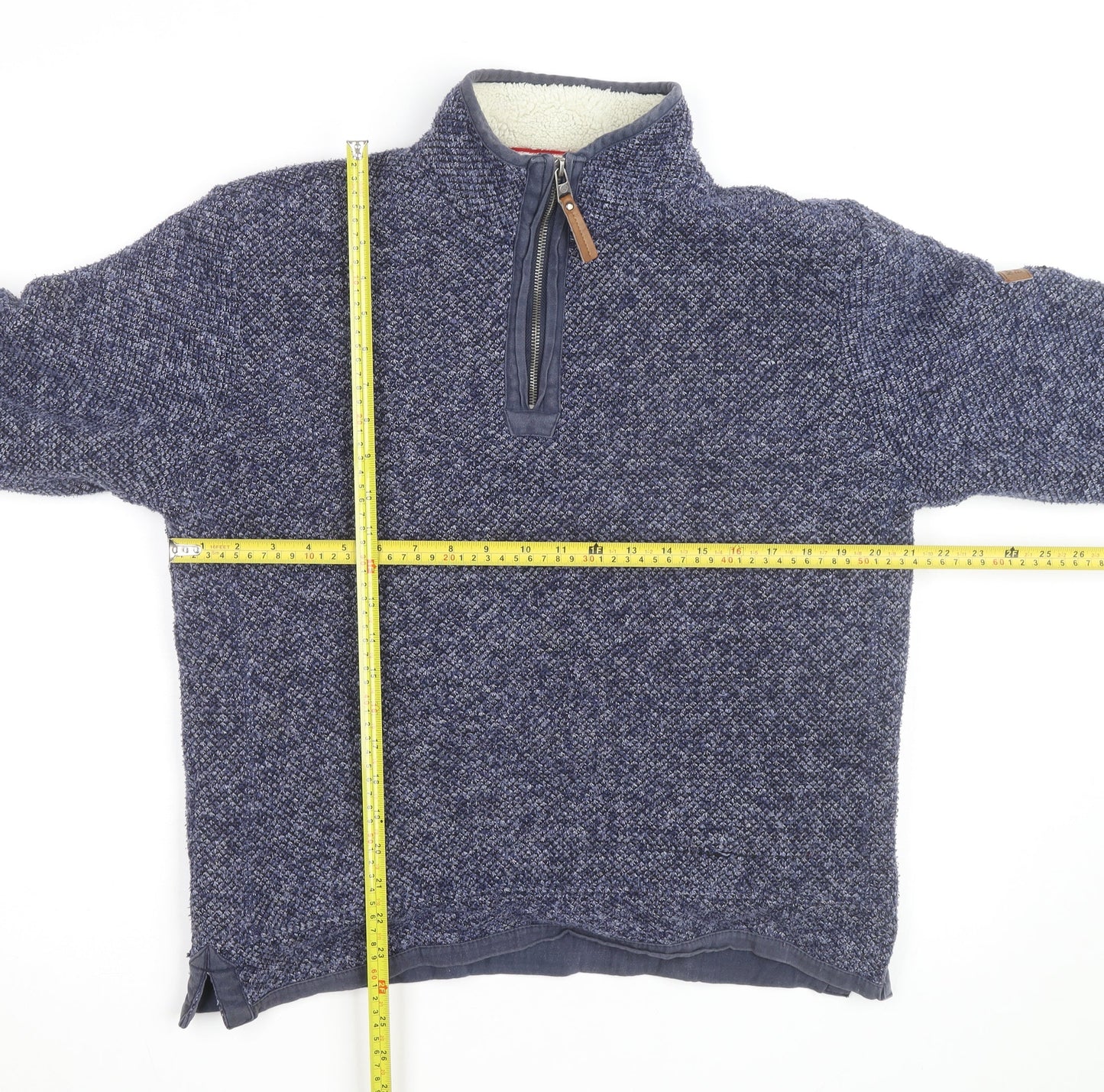 Northern Expo Men's Blue Knit Fleece Lined 1/4 Zip Jumper M