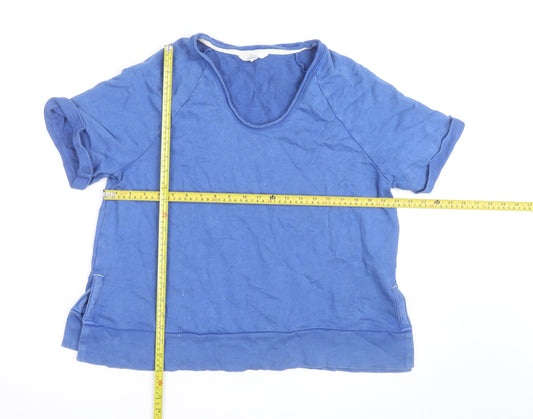 Marks and Spencer Per Una Blue Cotton Modal V-Neck Polo M