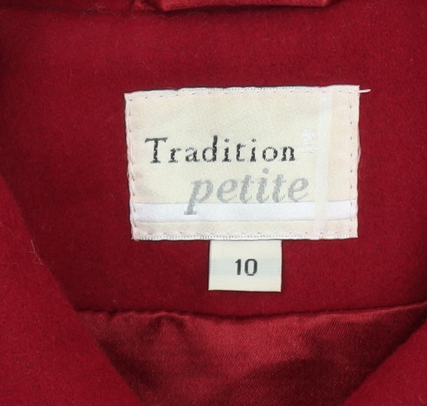 Tradition Petite Women's Red Wool Blend Mid-Length Coat Size 10