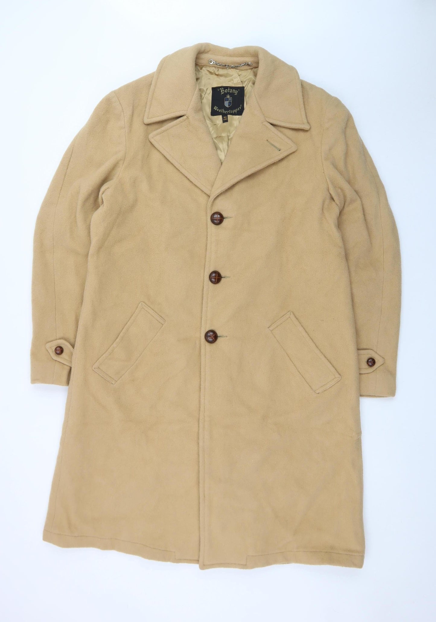 Botany Weathertopper Women’s Beige Wool Long Overcoat Size 16