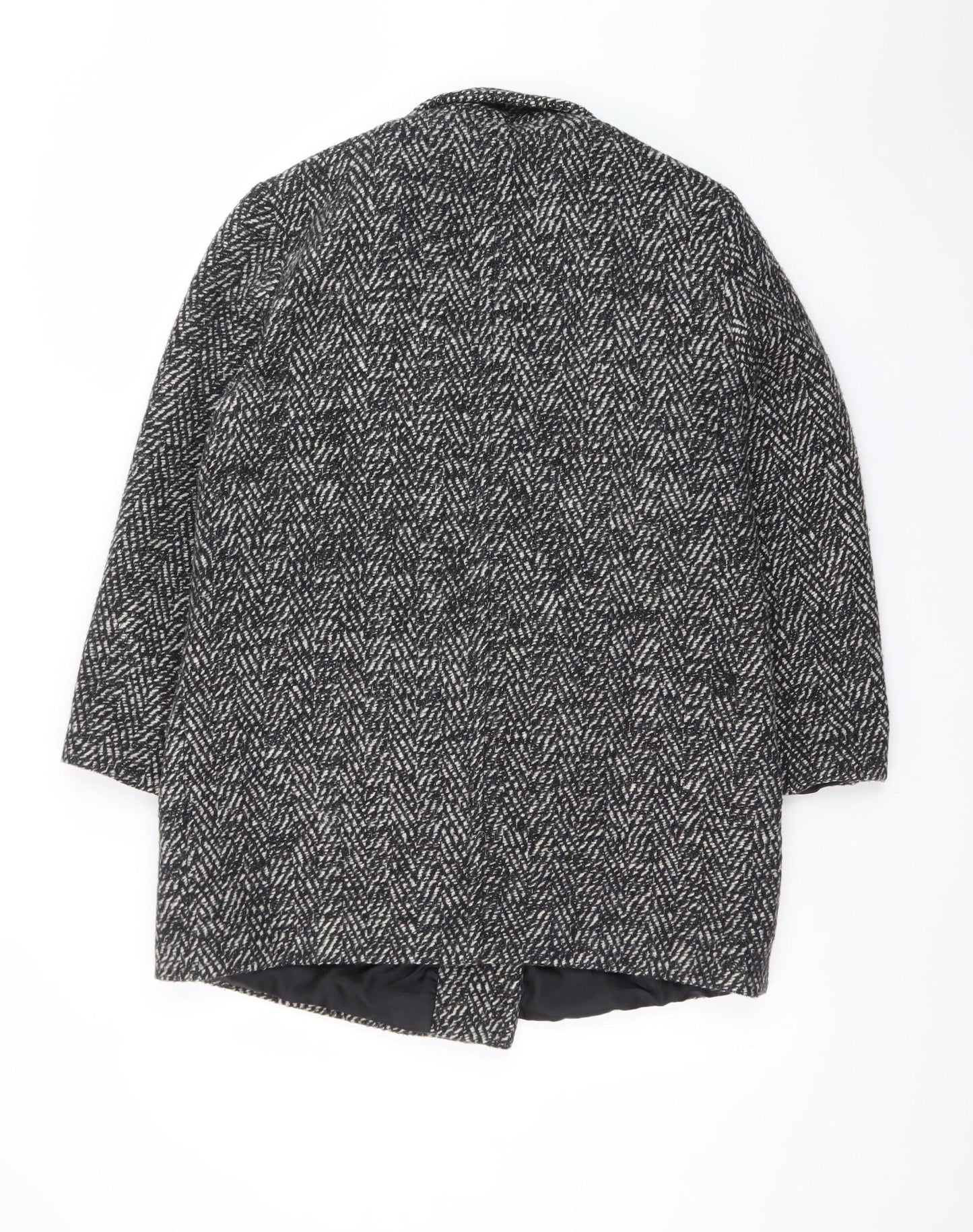 House of Fraser Womens Grey Wool Blend Herringbone Overcoat Size 10