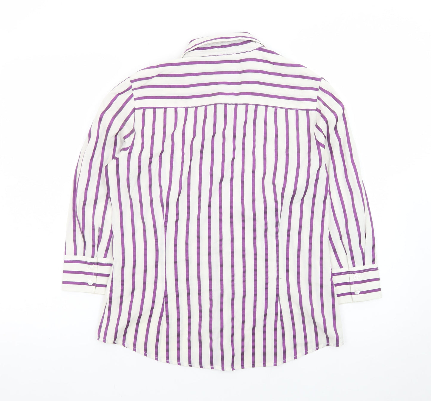 Austin Reed Women’s White Purple Striped Button-Up Shirt Size 10