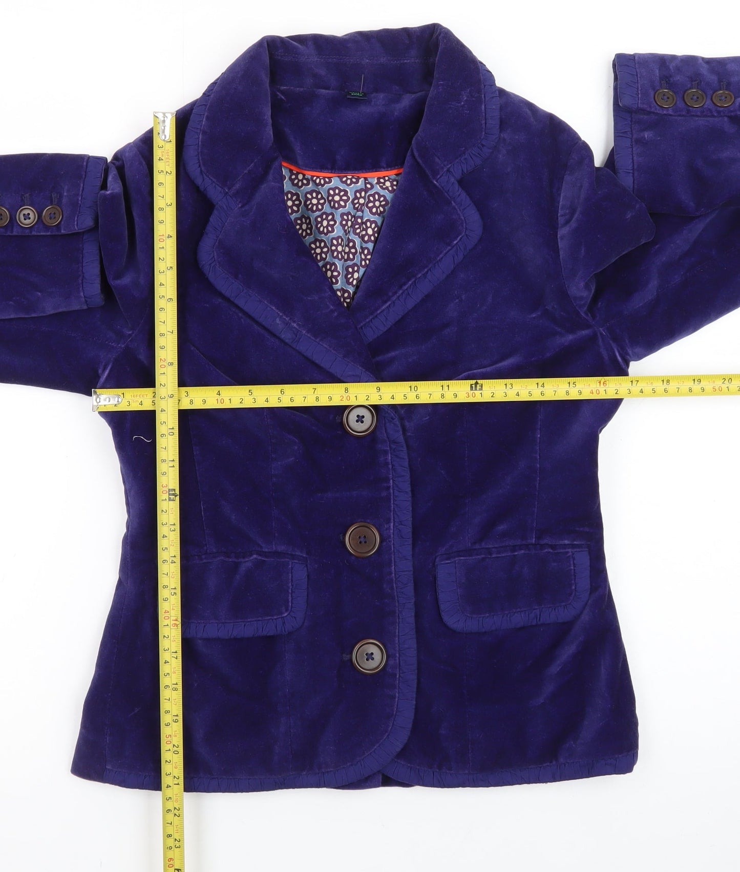 Boden Women's Blue Velvet Tailored Blazer Jacket UK 10
