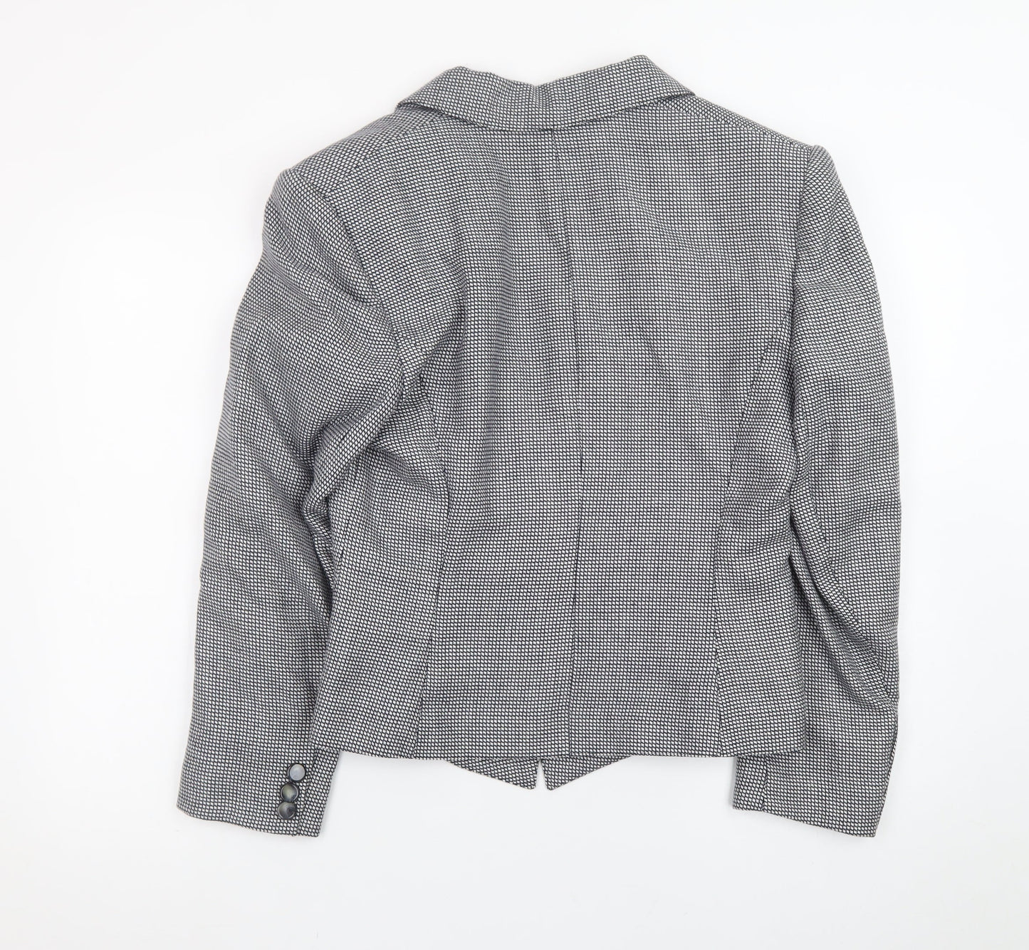 Windsmoor Women's Grey Checked Wool Blend Single-Breasted Blazer Size 14