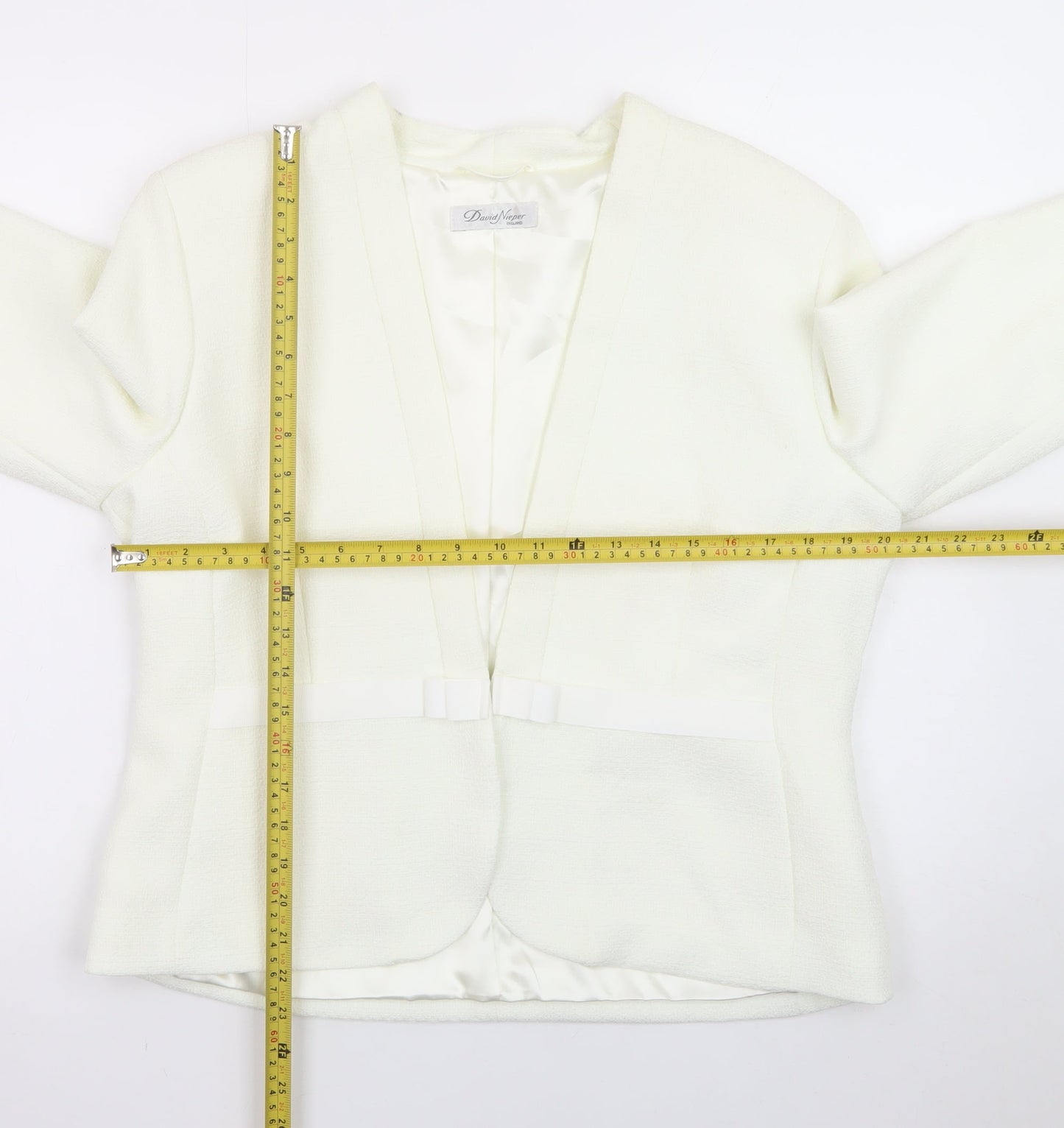 David Nieper Womens Ivory Shawl Collar Blazer Jacket UK 16