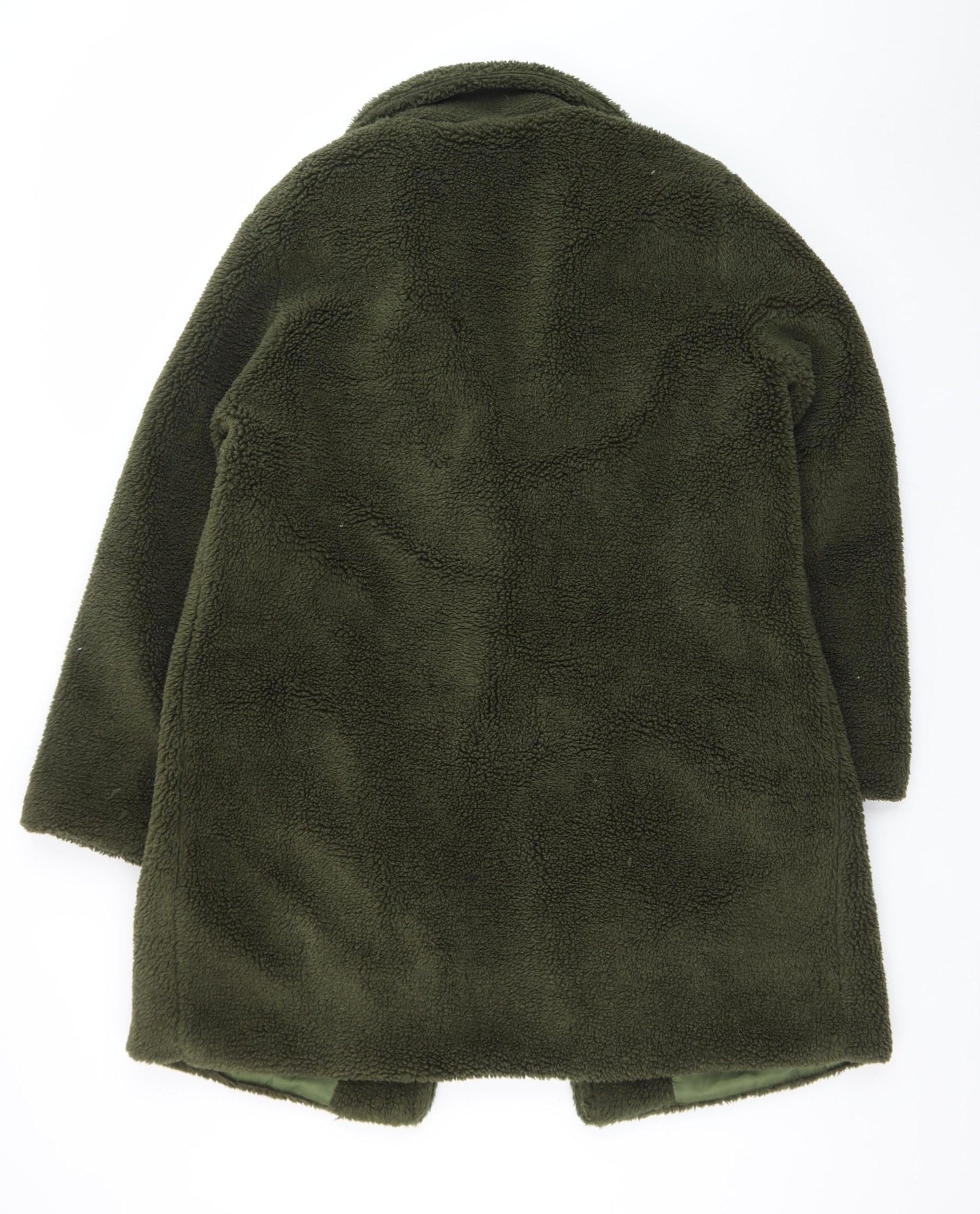 GINI LONDON Women Green Mid-Length Fleece Coat M