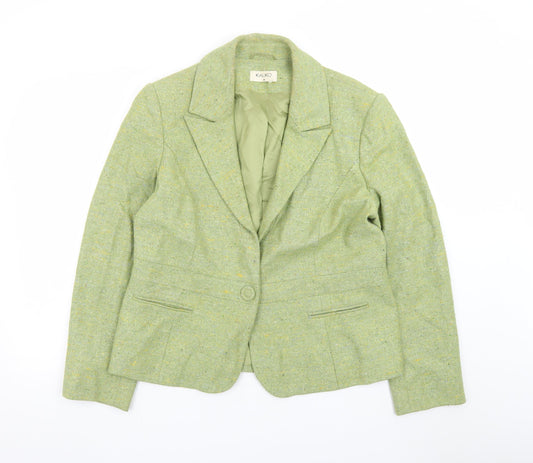 Kaliko Women Green Wool Blend Tweed Blazer Jacket Size 18