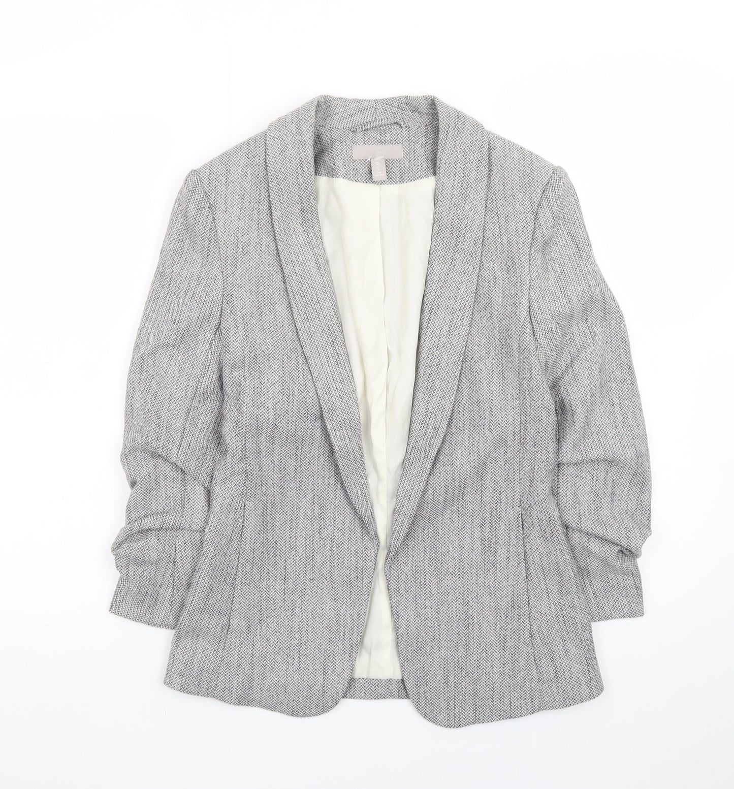 H&M Women’s Grey Shawl Collar Tailored Blazer Jacket Size 6