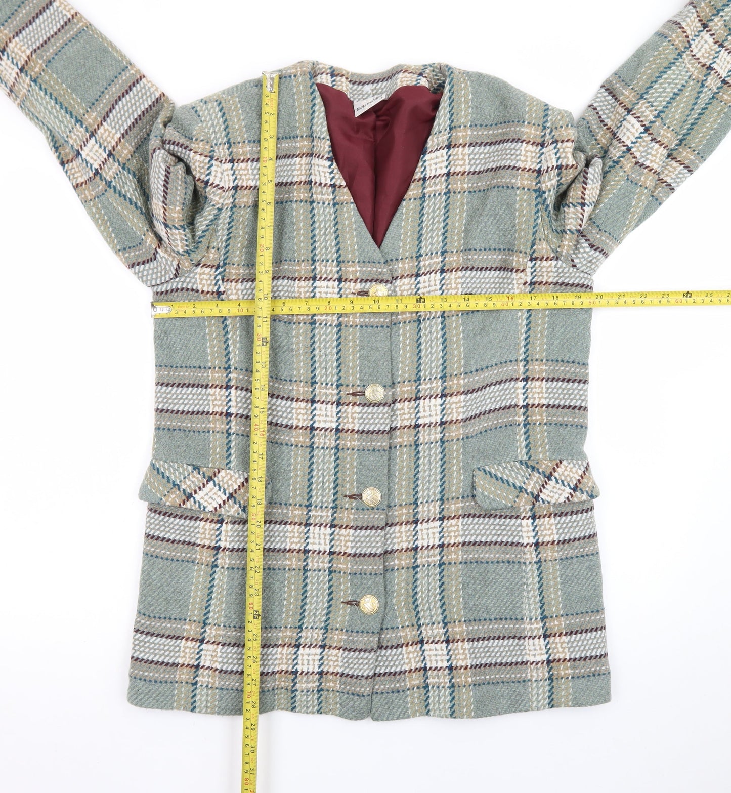 Watercolours Women's Green Checked Wool Blend Blazer Size 12