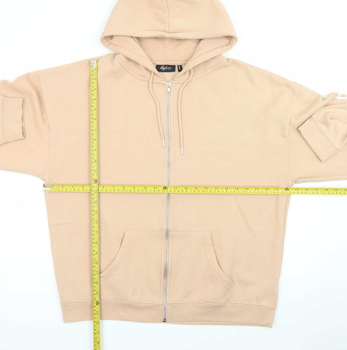 Lilylane London Women Beige Full Zip Hoodie Sweatshirt L