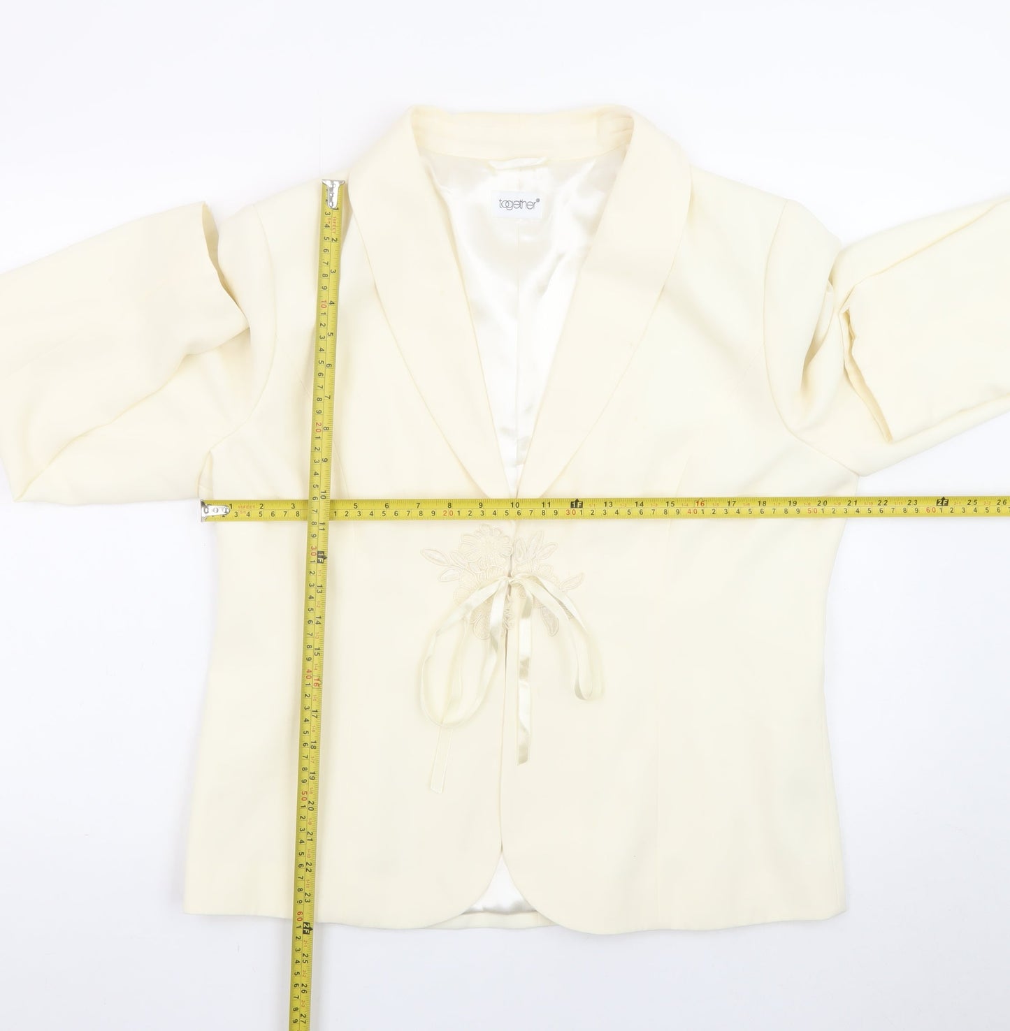 Together Women Ivory Polyester Single-Breasted Blazer UK 18