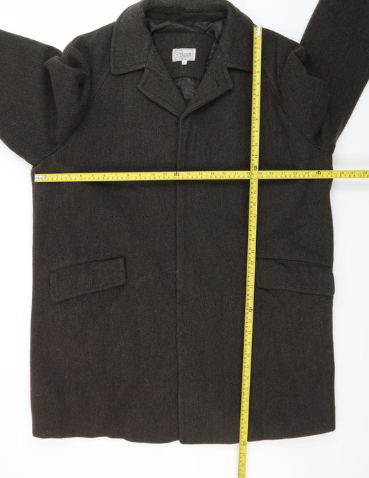 P Berretti Men's Brown Wool Overcoat Size 52 (42in) Lined Classic Style