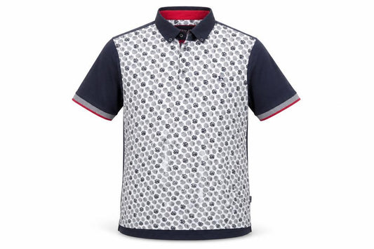 Bewley & Ritch Men's Blue Patterned XL Polo Shirt Short Sleeve Cotton