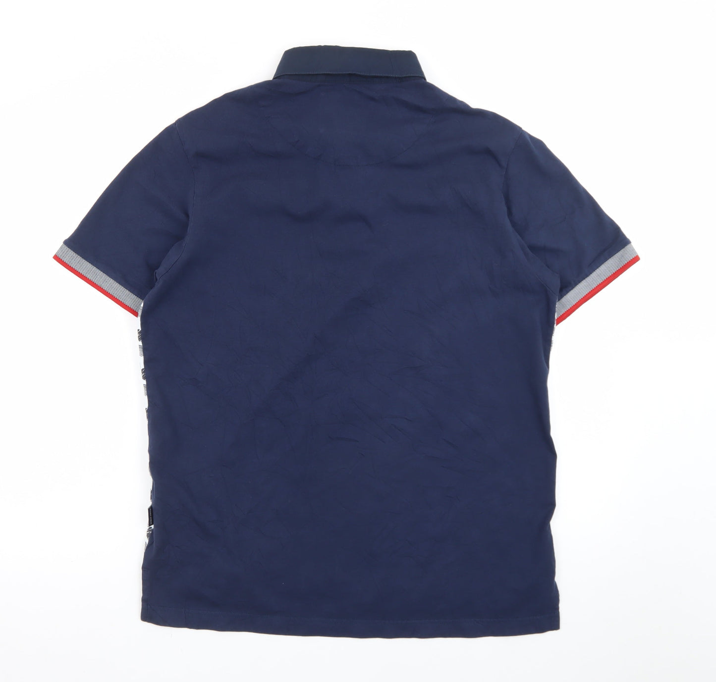 Bewley & Ritch Men's Blue Patterned XL Polo Shirt Short Sleeve Cotton