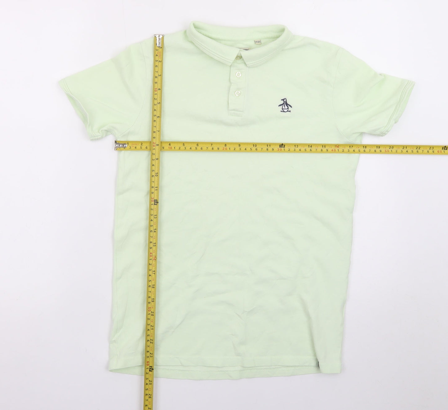 Original Penguin Boys Green 14-15 Years Polo Shirt Cotton Short Sleeve