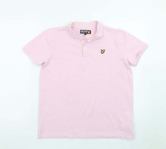 Lyle & Scott Junior Boys Pink Polo Shirt 15-16 Years Short Sleeve Cotton