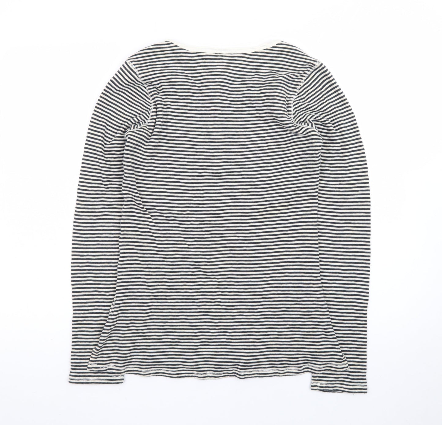 Scotch & Soda Women's Black Striped Cotton Henley Top Size S