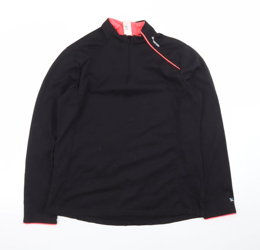 B'TWIN Women's Black Cycling Track Jacket Size 18 Long Sleeve 1/2 Zip