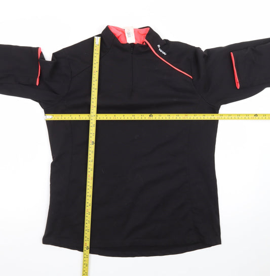B'TWIN Women's Black Cycling Track Jacket Size 18 Long Sleeve 1/2 Zip