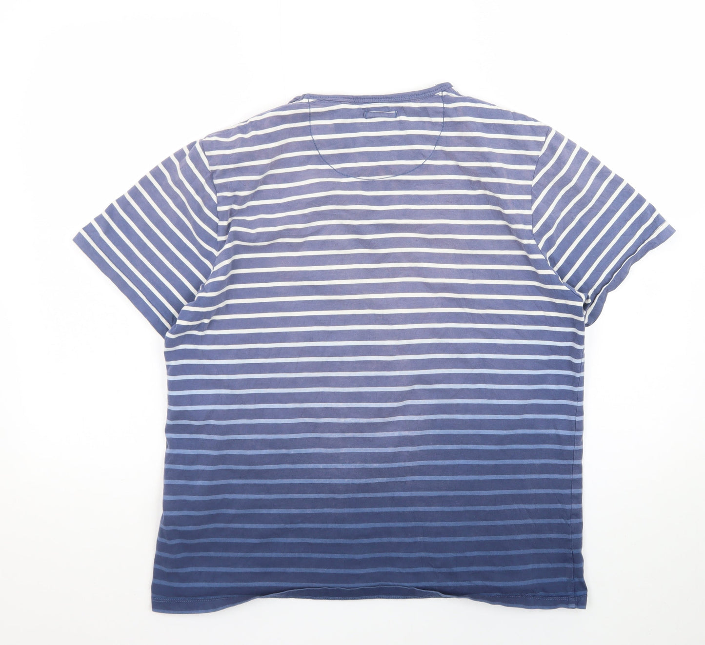Jasper Conran Jeans Men's Blue Striped Crew Neck Cotton T-Shirt Size XL