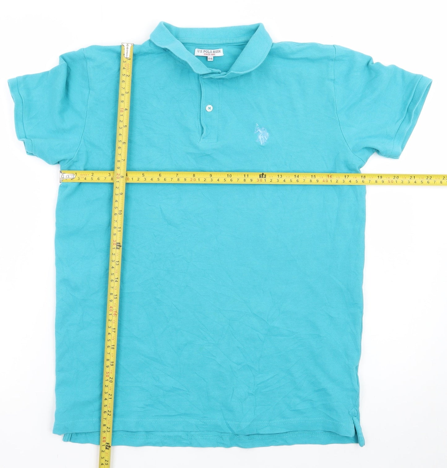 U.S. Polo Assn. Boys Blue 15-16 Years Cotton Short Sleeve Polo Shirt