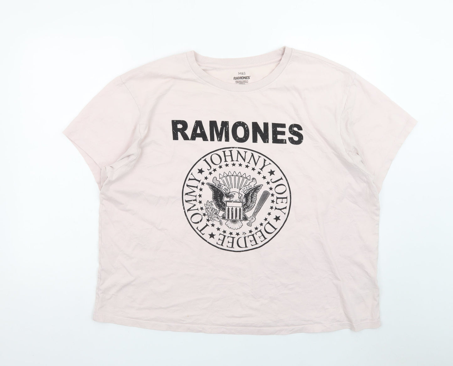 Marks and Spencer Unisex Pink Ramones Band Graphic T-Shirt Size 22