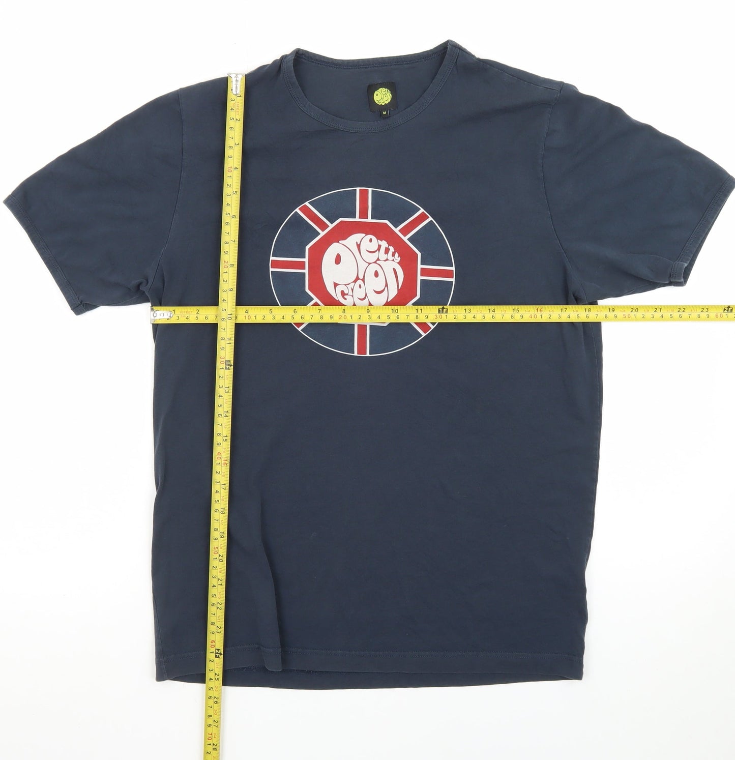 Pretty Green Men's Blue Union Jack Logo T-Shirt Size M Regular Fit